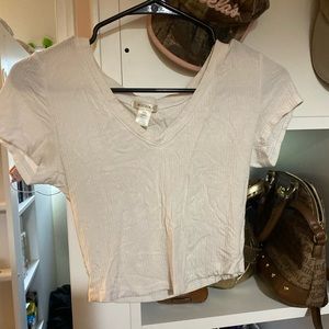 White V Neck Crop Top
